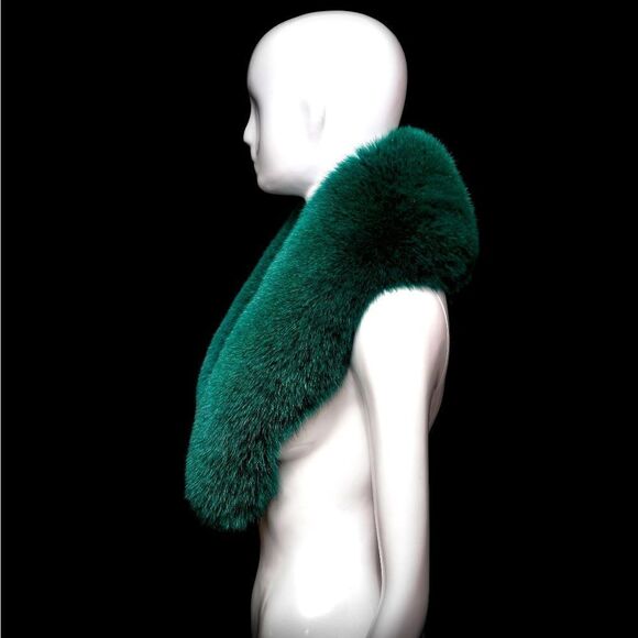 ♥️ Emerald Green Blue Fox Fur Fancy Collar Scarf Stole - Picture 6 of 9